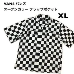 XLサイズ！vans バンズ チェッカー オープンカラー 半袖シャツ白黒チェッカのサムネイル