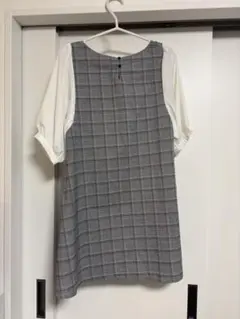 Mサイズ チェック柄 パフスリーブ ワンピース