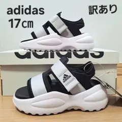 【訳あり】【8357】【新品】箱なし　17㎝　アディダス　サンダル　黒　グレーのサムネイル