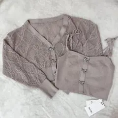 SNIDEL スナイデル リボンビジューシアーカーディガン ビスチェ