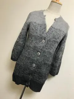 美品★ノーリーズソフィグラデーションニットカーディガン★グレーM★5321