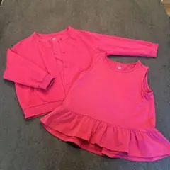 UNIQLO ピンク カーディガン、ノースリーブのセット110cm