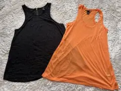 H&Mタンクトップ 黒 オレンジ 2枚セット