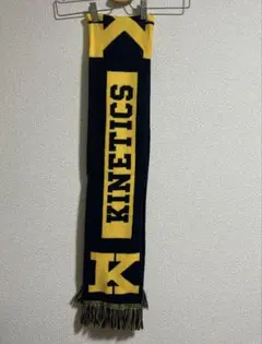 KINETICS ニットマフラー ネイビー/イエロー　サッカーマフラー