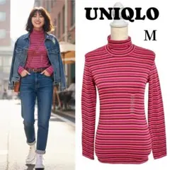 新品✨UNIQLO ユニクロ 長袖 カットソー ボーダー タートルネック M