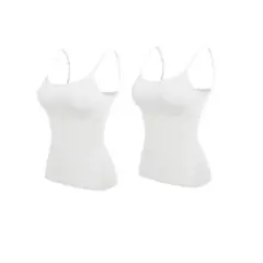 キャミソール 白2枚 XL 2枚セット カップ付きキャミソール ブラトップ パ