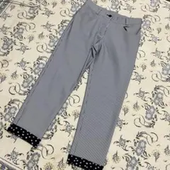 ★ブラックアンドホワイトゴルフサッカー生地クロップドパンツレディースMサイズ美品