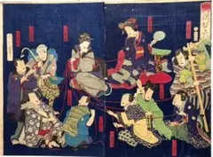 真作/中曽根晁二/晁子/四条河原之夕涼図/桐共箱二重箱付/布袋屋掛軸HD-885 真作/中曽根晁二/晁子/四条河原之夕涼図/桐共箱二重箱付/布袋屋掛軸HD