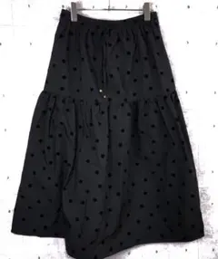 カジュアルシック coca 古着 フロッキードット柄 ボリュームフレアスカート