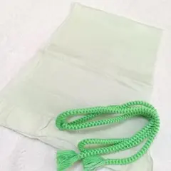 E7 帯揚げ 帯締め セット 黄緑 花