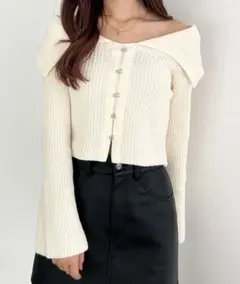 Heather フロントホックニット アイボリー