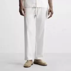 コットンリネンリラックスフィットパンツXL （JP 34）|オフホワイトZARA
