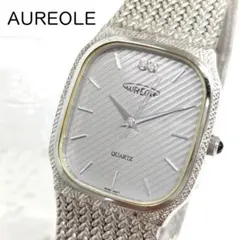 稼働/新品電池 AUREOLE クォーツ メンズ 腕時計 スクエア 2Pダイヤのサムネイル
