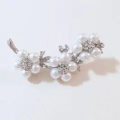 パールフラワー ブローチ・シルバー 花 入学式 卒業式 e2-3566