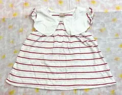 petit main プティマイン 110 襟付き 赤ボーダー チュニック