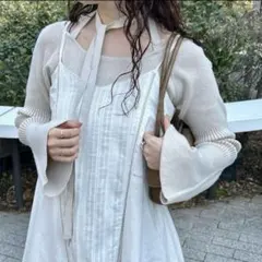 ボウタイ配色リブニット Kastane