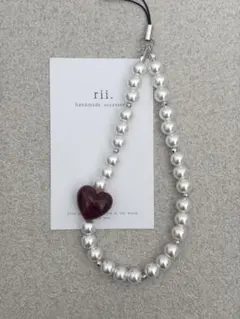 1023 大人気♪ ビーズストラップ　スマホストラップ　ハート　パール　推し活