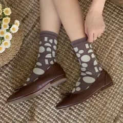 1273新品◎くすみカラー　おしゃれ　幾何学模様　個性的　北欧　ソックス　靴下