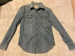 Polo ライトブルー デニム　ウエスタンシャツM ブルー　定番