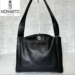 【MORABITO】ブラック レザー サークルロゴ金具 トートバッグ定価約25万