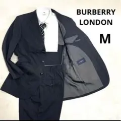 BURBERRY LONDON バーバリーストライプ ビジネススーツ ブラック 美品 バーバリーロンドン セットアップスーツ ブラック ストライプ M