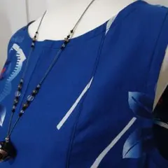 浴衣リメイク・Aラインロングワンピース．左右ポケット付き