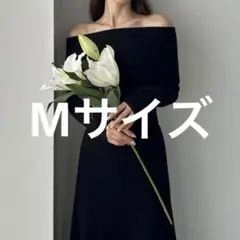 Louere オフショルフレアニットワンピース　Mサイズ ルエレ　ブラック