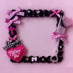 ホイップデコ リボンデコ トレカケース ピンク リボン 黒 コースターサイズ