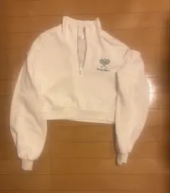 ハーフジップ クロップドスウェット ホワイト