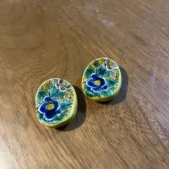 花柄 陶器製箸置き 2個セット