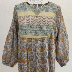 【新品☆】 エスニックワンピース 総柄 インド綿