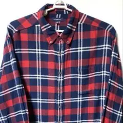 長袖シャツ ネルシャツ ビンテージシャツ 総柄 赤 XL