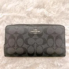 COACH（コーチ） 長財布 シグネチャー ブラック ラウンドファスナー