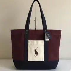 【新品タグ付】ポロラルフローレン　トートバッグ　自立　大容量　ヴィンテージ加工