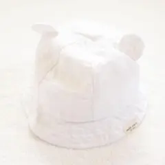 petit main ベビー帽子 46cm バケットハット くま耳 白