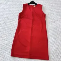 美品　UNIQLO ノースリーブひざ丈ワンピース Lサイズ　レッド