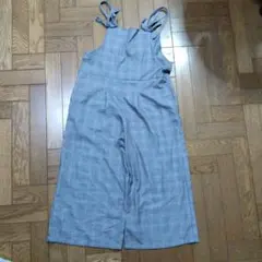 チェック柄 肩ひも付きオーバーオール 145〜155