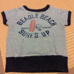 デニムダンガリー　スヌーピー　ストライプ柄 トレーナーTシャツ　100cm