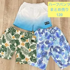 子ども用 120 ハーフパンツ 3点セット 半ズボン アロハ リーフ柄 サーフ