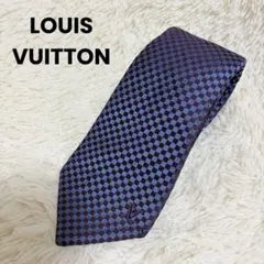 極美品 ルイヴィトン ネクタイ 赤 LVロゴ マイクロダミエ 厚手 派手