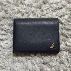 agnes b アニエスベー 二つ折り財布 ネイビー レザー コンパクト