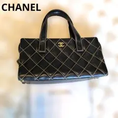 【希少】CHANEL シャネル ワイルドステッチ ハンドバッグ 黒【シリアル有】