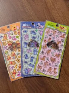 プチドロップステッカー　くまのプーさん　スティッチ　バンビ