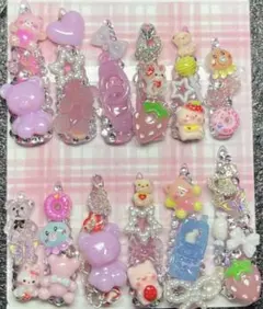 ネイルチップ 現品 量産型 平成女児 ゴテゴテ マグネット埋めつくしNo.503