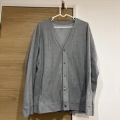 ユニクロ Vネックカーディガン グレー メンズ Lサイズ