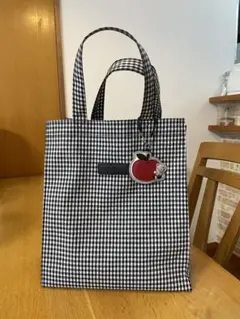 最終値下げ】ファミリア familiar 白黒ギンガムチェック トートバッグ