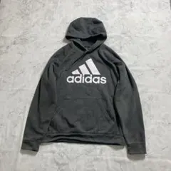 adidas フード付きパーカー　裏起毛　ダークグレー　US古着