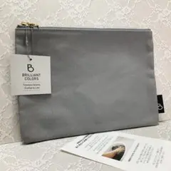 ブリリアントカラーズ　帆布フラットポーチ　無地　グレー　日本製　薄型