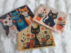 猫柄ポーチ 3個セット 化粧ポーチ 小物入れ 未使用