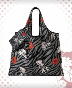 BettyBoop ベティちゃん エコバッグ ゼブラ柄 グレー 大容量
